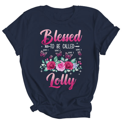 Personalized Blessed To Be Called Lolly Custom Grandkids Name Mothers Day Birthday Christmas Rose Butterfly Shirt & Tank Top | teecentury