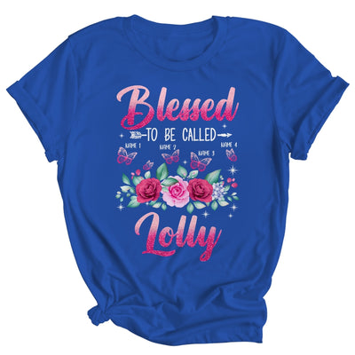 Personalized Blessed To Be Called Lolly Custom Grandkids Name Mothers Day Birthday Christmas Rose Butterfly Shirt & Tank Top | teecentury