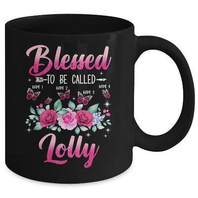 Personalized Blessed To Be Called Lolly Custom Grandkids Name Mothers Day Birthday Christmas Rose Butterfly Mug | teecentury