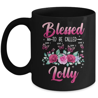 Personalized Blessed To Be Called Lolly Custom Grandkids Name Mothers Day Birthday Christmas Rose Butterfly Mug | teecentury