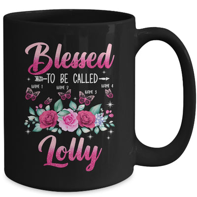 Personalized Blessed To Be Called Lolly Custom Grandkids Name Mothers Day Birthday Christmas Rose Butterfly Mug | teecentury