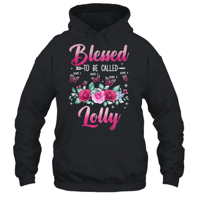 Personalized Blessed To Be Called Lolly Custom Grandkids Name Mothers Day Birthday Christmas Rose Butterfly Shirt & Tank Top | teecentury