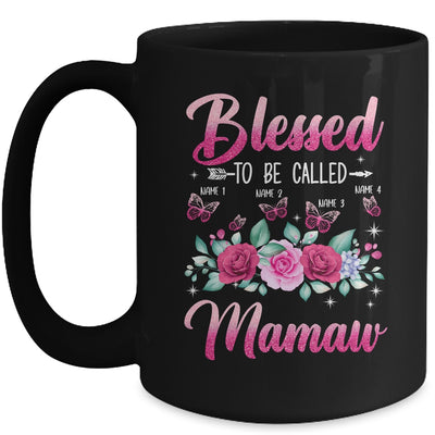 Personalized Blessed To Be Called Mamaw Custom Grandkids Name Mothers Day Birthday Christmas Rose Butterfly Mug | teecentury