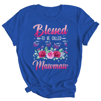 Personalized Blessed To Be Called Mawmaw Custom Grandkids Name Mothers Day Birthday Christmas Rose Butterfly Shirt & Tank Top | teecentury