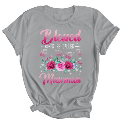 Personalized Blessed To Be Called Mawmaw Custom Grandkids Name Mothers Day Birthday Christmas Rose Butterfly Shirt & Tank Top | teecentury