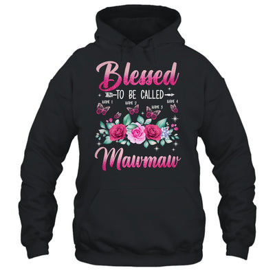 Personalized Blessed To Be Called Mawmaw Custom Grandkids Name Mothers Day Birthday Christmas Rose Butterfly Shirt & Tank Top | teecentury