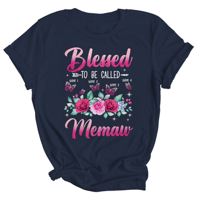 Personalized Blessed To Be Called Memaw Custom Grandkids Name Mothers Day Birthday Christmas Rose Butterfly Shirt & Tank Top | teecentury