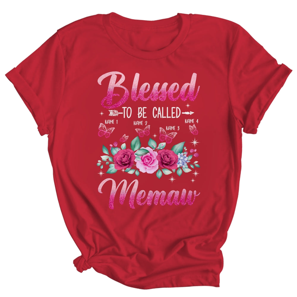 Personalized Blessed To Be Called Memaw Custom Grandkids Name Mothers Day Birthday Christmas Rose Butterfly Shirt & Tank Top | teecentury