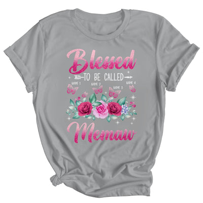 Personalized Blessed To Be Called Memaw Custom Grandkids Name Mothers Day Birthday Christmas Rose Butterfly Shirt & Tank Top | teecentury