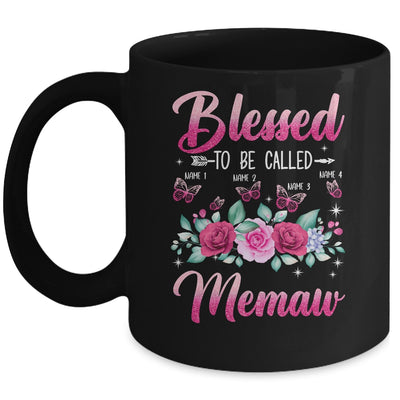 Personalized Blessed To Be Called Memaw Custom Grandkids Name Mothers Day Birthday Christmas Rose Butterfly Mug | teecentury