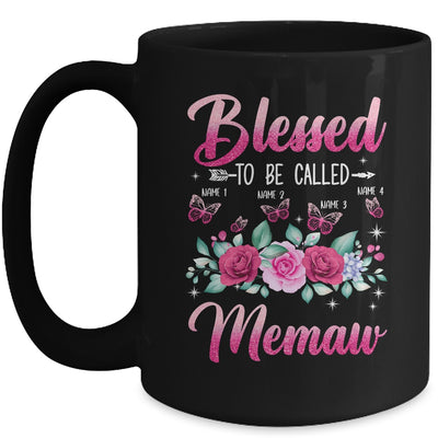 Personalized Blessed To Be Called Memaw Custom Grandkids Name Mothers Day Birthday Christmas Rose Butterfly Mug | teecentury
