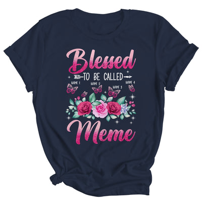 Personalized Blessed To Be Called Meme Custom Grandkids Name Mothers Day Birthday Christmas Rose Butterfly Shirt & Tank Top | teecentury