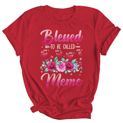 Personalized Blessed To Be Called Meme Custom Grandkids Name Mothers Day Birthday Christmas Rose Butterfly Shirt & Tank Top | teecentury