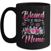 Personalized Blessed To Be Called Meme Custom Grandkids Name Mothers Day Birthday Christmas Rose Butterfly Mug | teecentury