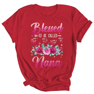 Personalized Blessed To Be Called Nana Custom Grandkids Name Mothers Day Birthday Christmas Rose Butterfly Shirt & Tank Top | teecentury