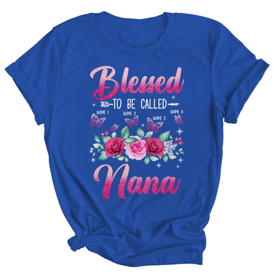 Personalized Blessed To Be Called Nana Custom Grandkids Name Mothers Day Birthday Christmas Rose Butterfly Shirt & Tank Top | teecentury