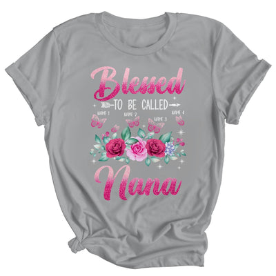 Personalized Blessed To Be Called Nana Custom Grandkids Name Mothers Day Birthday Christmas Rose Butterfly Shirt & Tank Top | teecentury