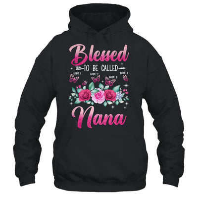 Personalized Blessed To Be Called Nana Custom Grandkids Name Mothers Day Birthday Christmas Rose Butterfly Shirt & Tank Top | teecentury
