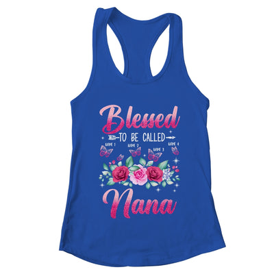 Personalized Blessed To Be Called Nana Custom Grandkids Name Mothers Day Birthday Christmas Rose Butterfly Shirt & Tank Top | teecentury