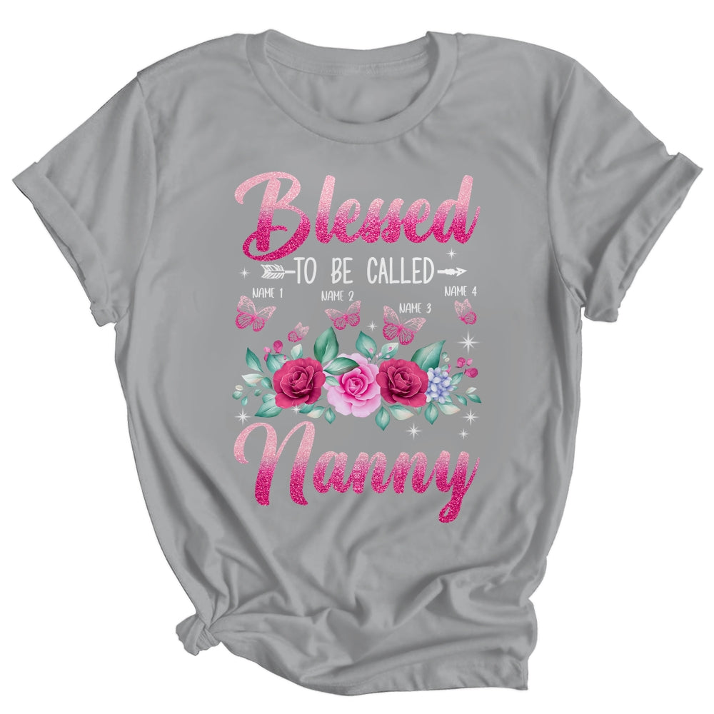Personalized Blessed To Be Called Nanny Custom Kids Name Mothers Day Birthday Christmas Rose Butterfly Shirt & Tank Top | teecentury