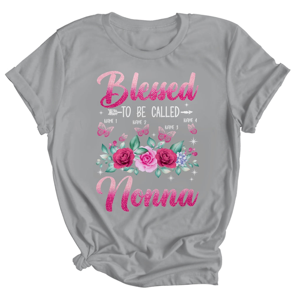 Personalized Blessed To Be Called Nonna Custom Grandkids Name Mothers Day Birthday Christmas Rose Butterfly Shirt & Tank Top | teecentury