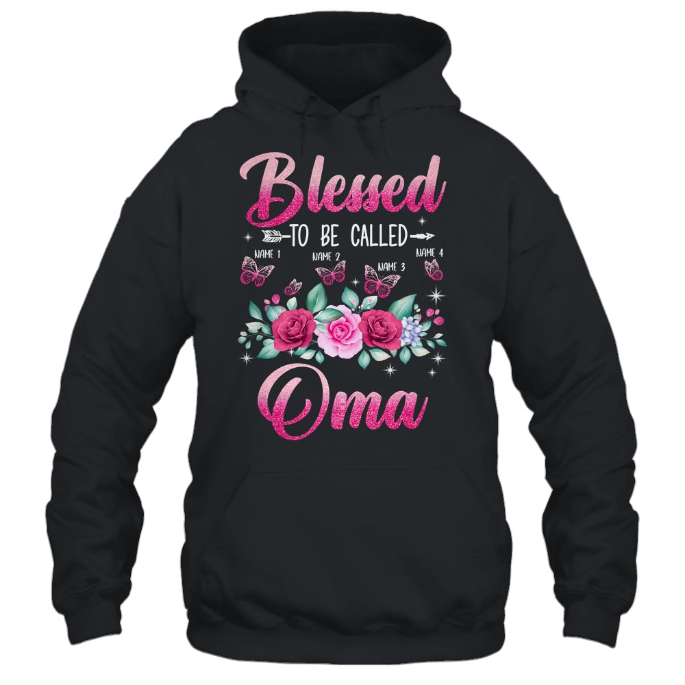Personalized Blessed To Be Called Oma Custom Grandkids Name Mothers Day Birthday Christmas Rose Butterfly Shirt & Tank Top | teecentury