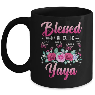 Personalized Blessed To Be Called Yaya Custom Kids Name Mothers Day Birthday Christmas Rose Butterfly Mug | teecentury