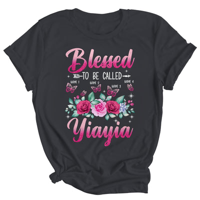 Personalized Blessed To Be Called Yiayia Custom Grandkids Name Mothers Day Birthday Christmas Rose Butterfly Shirt & Tank Top | teecentury