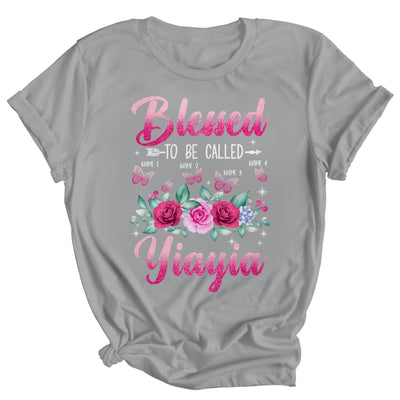 Personalized Blessed To Be Called Yiayia Custom Grandkids Name Mothers Day Birthday Christmas Rose Butterfly Shirt & Tank Top | teecentury