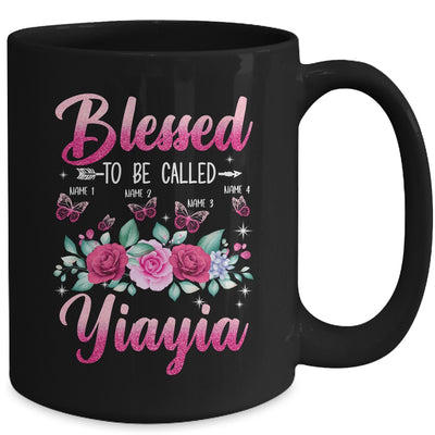 Personalized Blessed To Be Called Yiayia Custom Grandkids Name Mothers Day Birthday Christmas Rose Butterfly Mug | teecentury