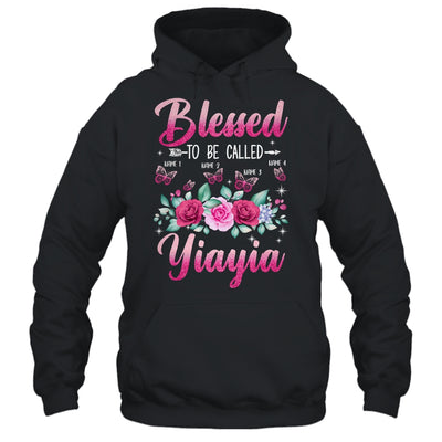 Personalized Blessed To Be Called Yiayia Custom Grandkids Name Mothers Day Birthday Christmas Rose Butterfly Shirt & Tank Top | teecentury