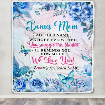 Personalized Bonus Mom Blanket From Stepdaughter Floral Print We Love You Stepmother Mothers Day Birthday Gifts Christmas Customized Fleece Blanket | teecentury