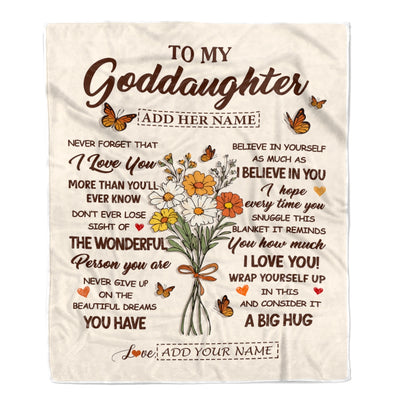 Personalized Christmas Goddaughter Gifts From Godmother Inspirational Love Flowers To My Goddaughter Blanket Birthday Idea Graduation Custom Fleece Blanket | teecentury