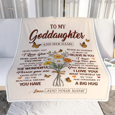 Personalized Christmas Goddaughter Gifts From Godmother Inspirational Love Flowers To My Goddaughter Blanket Birthday Idea Graduation Custom Fleece Blanket | teecentury