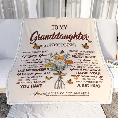 Personalized Christmas Granddaughter Gifts From Grandma Inspirational Love Flowers To My Granddaughter Blanket Birthday Idea Graduation Custom Fleece Blanket | teecentury