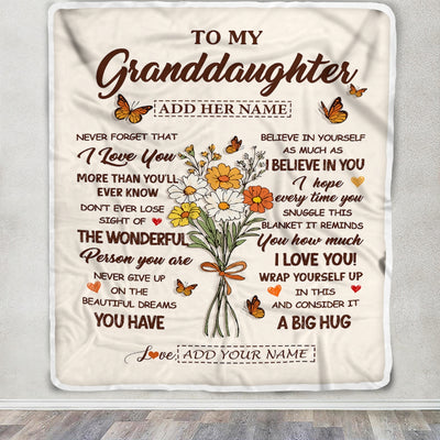 Personalized Christmas Granddaughter Gifts From Grandma Inspirational Love Flowers To My Granddaughter Blanket Birthday Idea Graduation Custom Fleece Blanket | teecentury