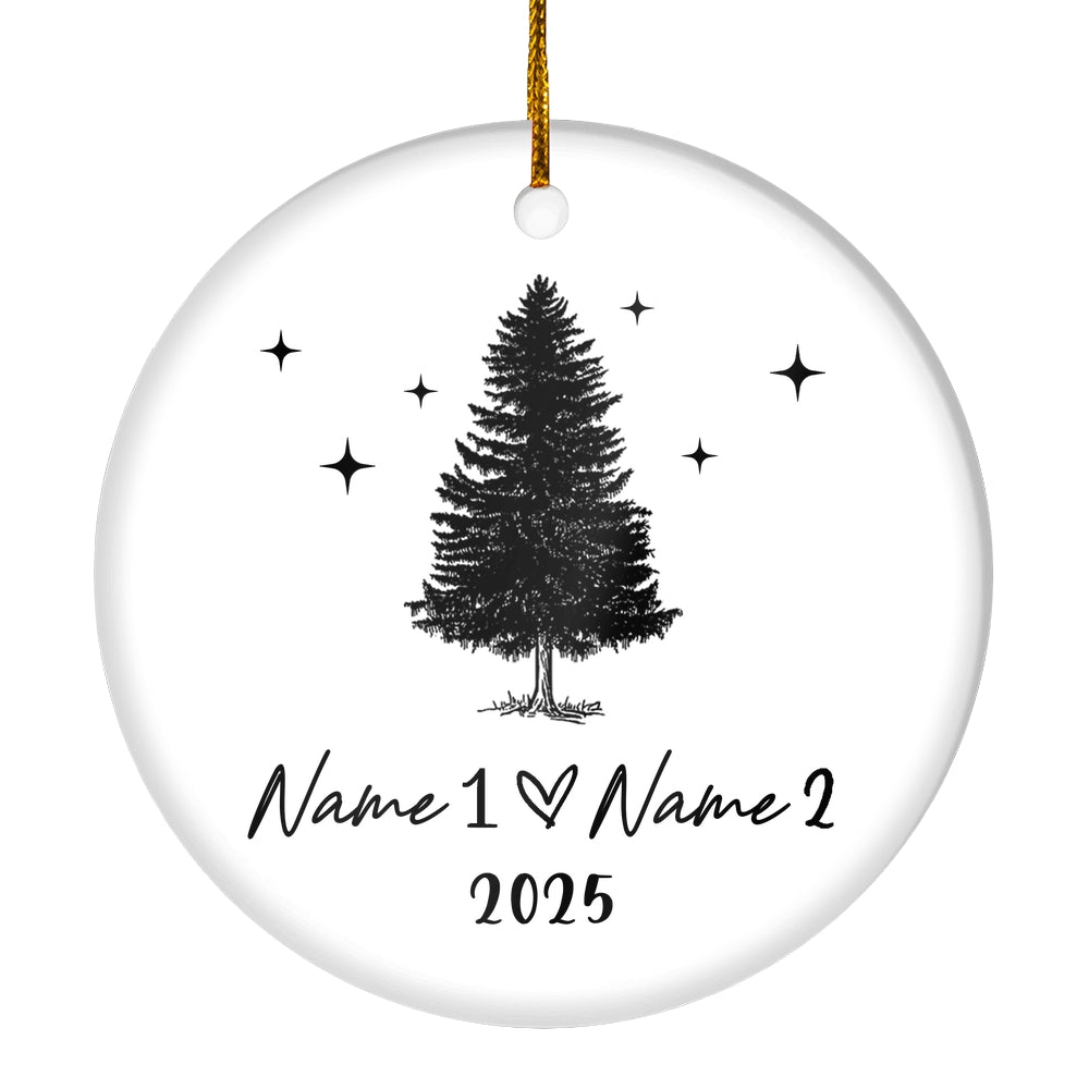 Personalized Couple Names Our First Christmas Together 2025 1st Christmas Tree Holiday Party Customized Christmas Tree Ornament | teecentury