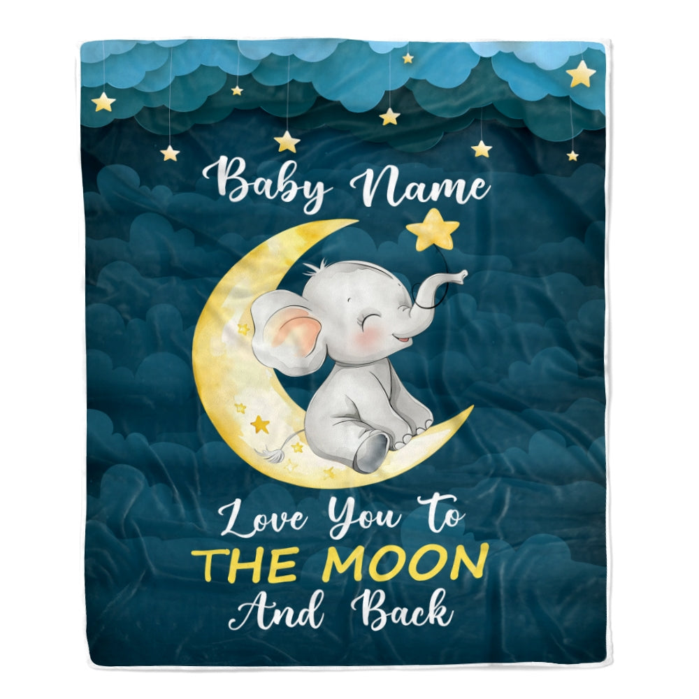 Personalized Custom Baby Blanket With Name For Boy Girl Elephant Love You Newborn Nursery Daughter Son Niece Nephew Birthday Christmas Bed Fleece Blanket | teecentury