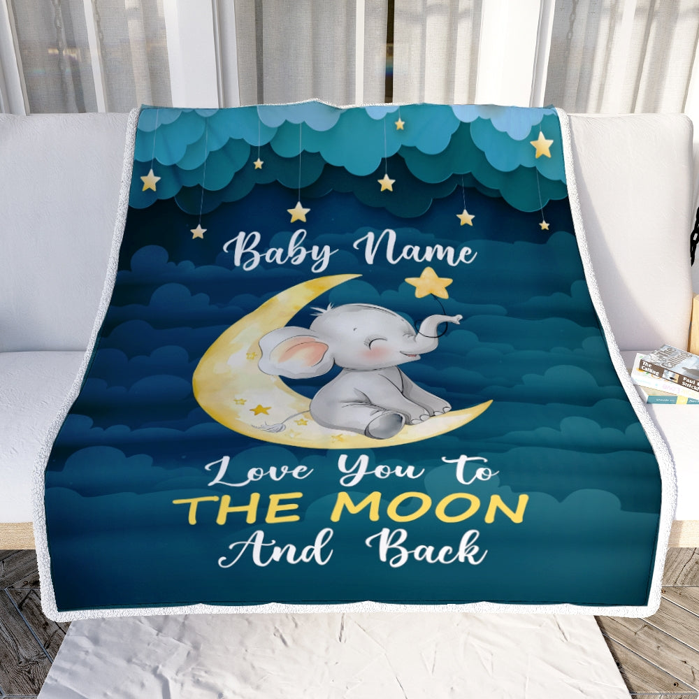 Personalized Custom Baby Blanket With Name For Boy Girl Elephant Love You Newborn Nursery Daughter Son Niece Nephew Birthday Christmas Bed Fleece Blanket | teecentury