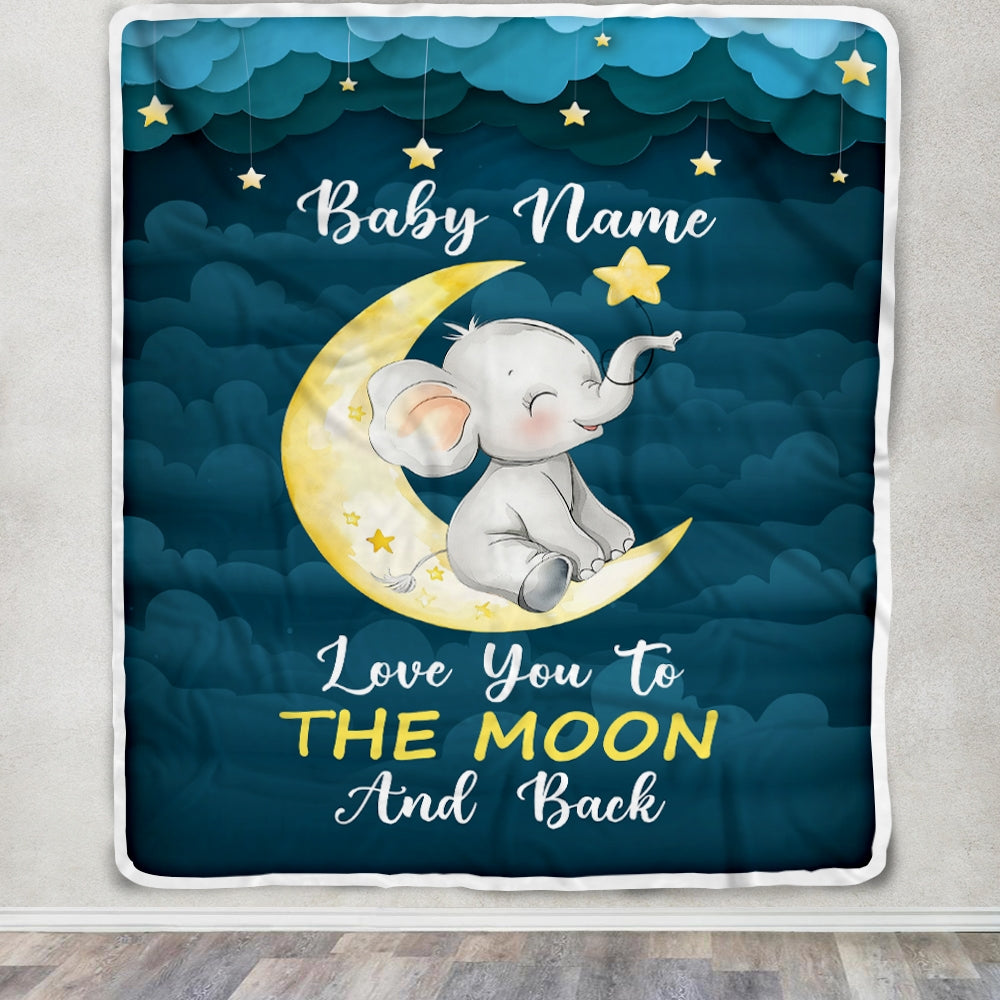 Personalized Custom Baby Blanket With Name For Boy Girl Elephant Love You Newborn Nursery Daughter Son Niece Nephew Birthday Christmas Bed Fleece Blanket | teecentury