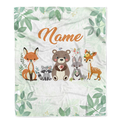 Personalized Custom Baby Blanket With Name For Boys Girls Woodland Baby Girl Kid Daughter Son Grandson Niece Birthday Customized Christmas Fleece Blanket Blanket | Teecentury.com