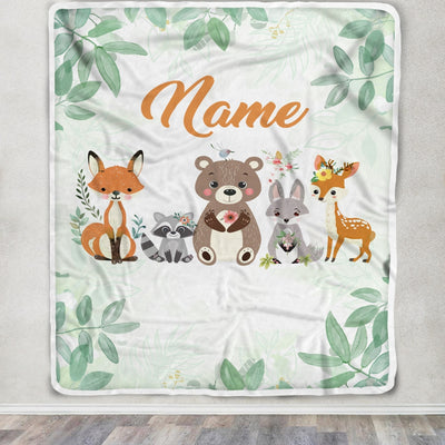 Personalized Custom Baby Blanket With Name For Boys Girls Woodland Baby Girl Kid Daughter Son Grandson Niece Birthday Customized Christmas Fleece Blanket Blanket | Teecentury.com
