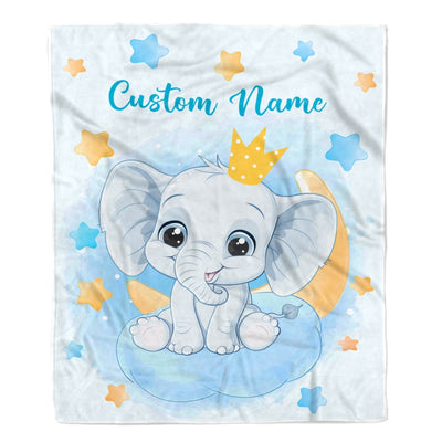 Personalized Custom Baby Blanket for Baby Boy Elephant Stars Newborn Son Daughter Grandson Niece Nephew Birthday Customized Christmas Fleece Blanket Blanket | Teecentury.com