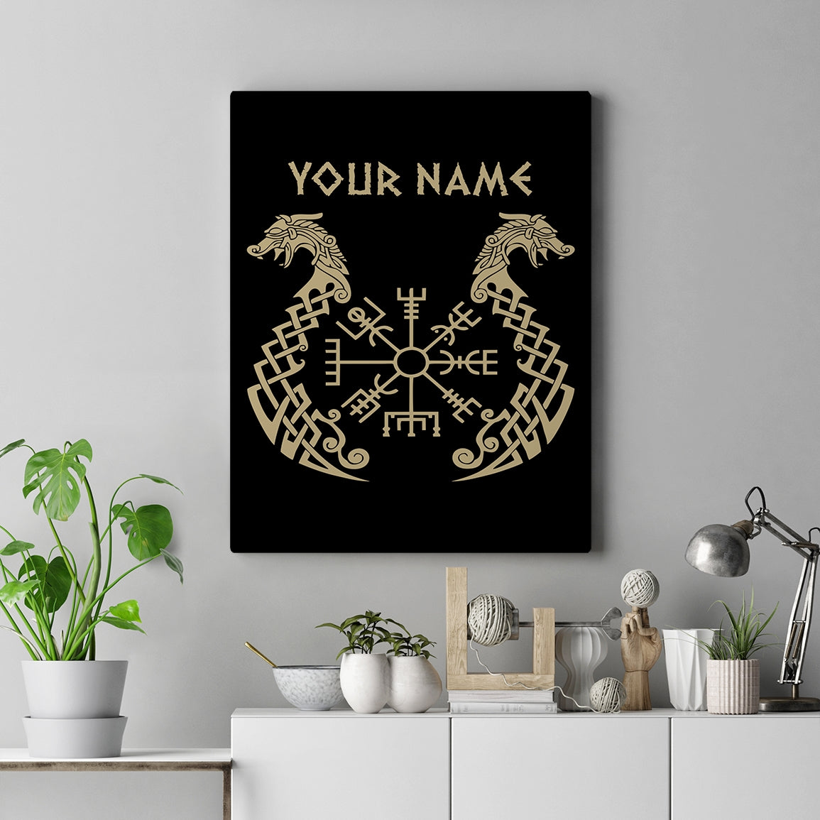 Personalized Custom Name Viking Canvas Nordic Scandinavian Norse Runes For Men Women Mom Dad Lovers Birthday Christmas Custom Wall Art Print Framed Canvas | teecentury