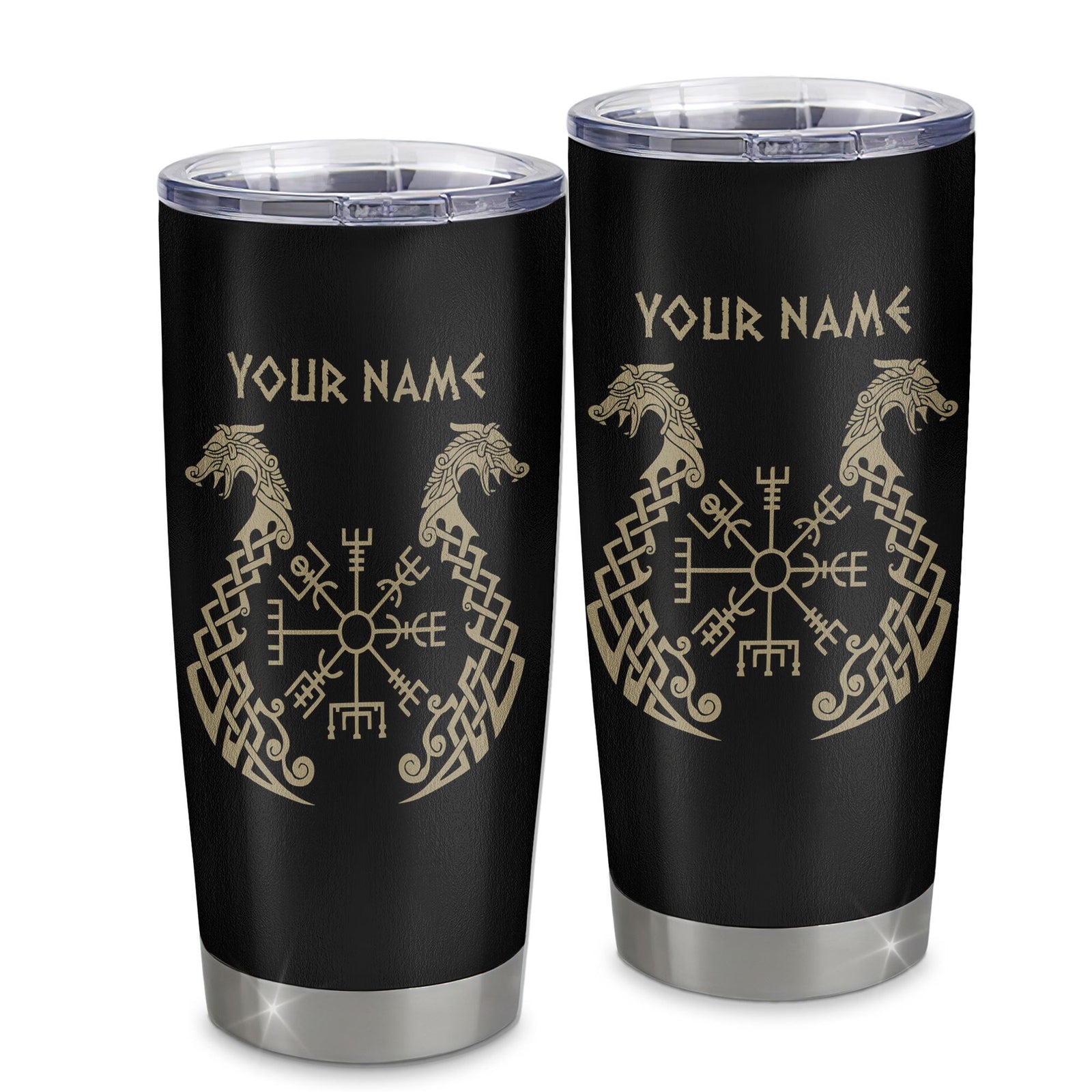 Personalized Custom Name Viking Tumbler Stainless Steel Cup Nordic Scandinavian Norse Runes For Men Women Mom Dad Lovers Birthday Christmas Custom Travel Mug | teecentury