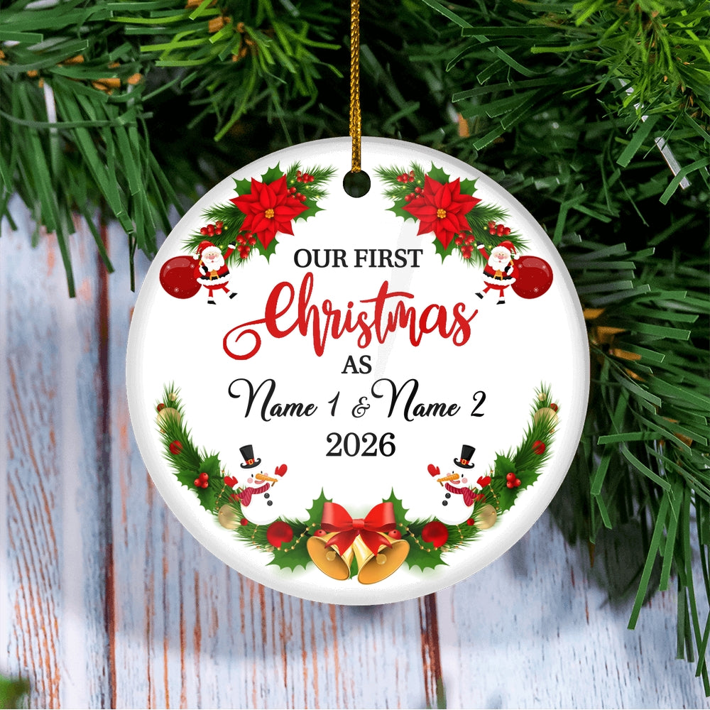 Personalized Custom Our First Christmas Merry Christmas Gift For New Home Customized Christmas Tree Ornament | teecentury