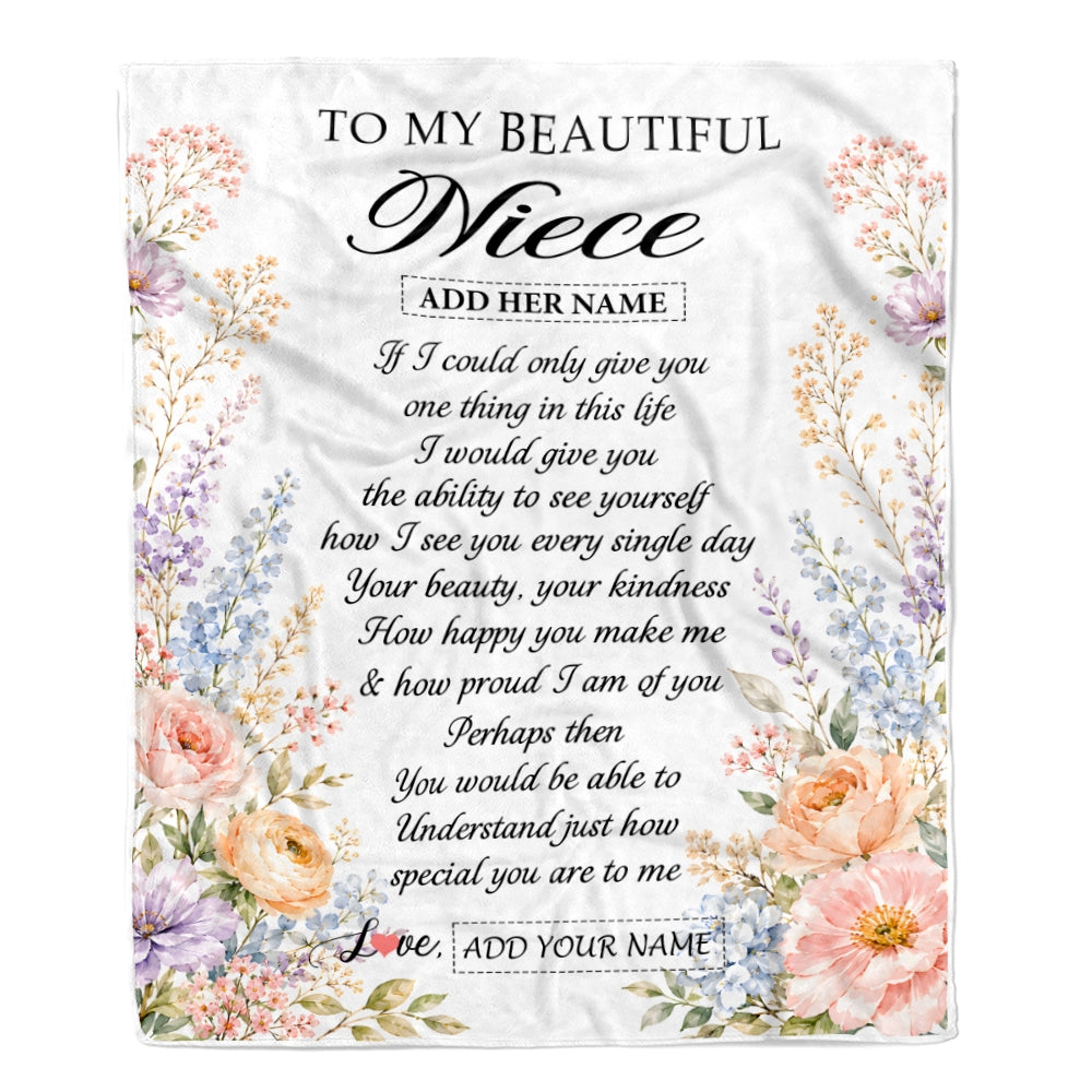 Personalized Custom To My Niece Gifts From Aunt Uncle Floral Throw Blanket Sentimental Birthday Gift For Niece Inspirational Quote Christmas Fleece Blanket | teecentury