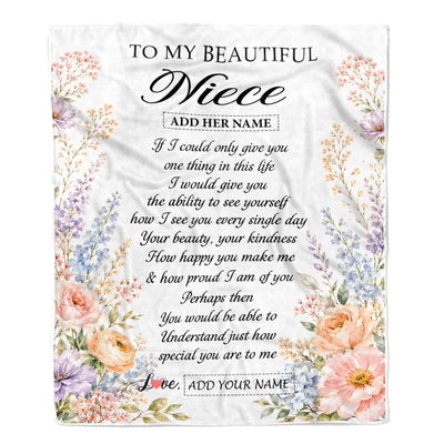 Personalized Custom To My Niece Gifts From Aunt Uncle Floral Throw Blanket Sentimental Birthday Gift For Niece Inspirational Quote Christmas Fleece Blanket | teecentury