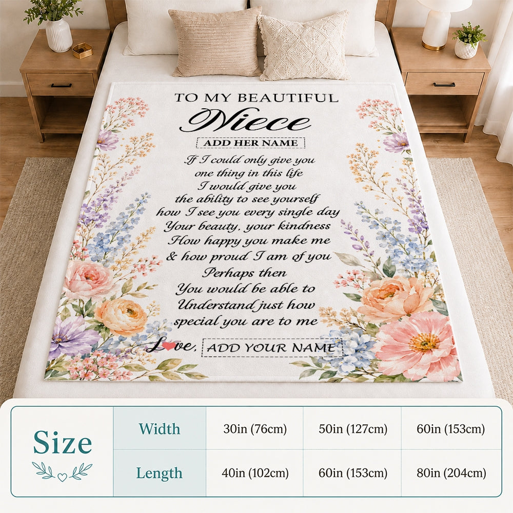 Personalized Custom To My Niece Gifts From Aunt Uncle Floral Throw Blanket Sentimental Birthday Gift For Niece Inspirational Quote Christmas Fleece Blanket | teecentury