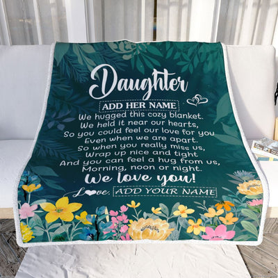 Personalized Daughter Blanket From Mom Dad Father Floral Green We Love You Daughter Birthday Gifts Graduation Christmas Customized Bed Fleece Blanket | teecentury